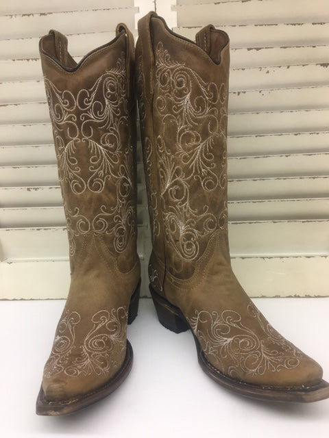 Corral - L5418 Ld Tan Full Embroidery – Bootmaster