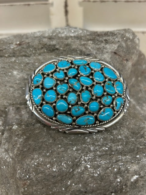 Sterling Silver - Sterling Silver and Multi Stone Turquoise Buckle