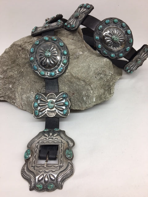 Sterling Silver & Turquoise Concho Belt